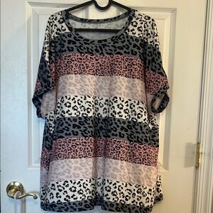 Leopard Print Women's Top - Pink, Black, White